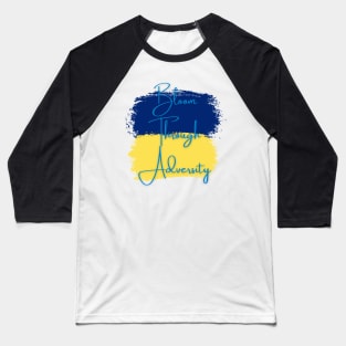 Bloom Through Adversity - Ukrainian Flag (Paint Streak) Baseball T-Shirt